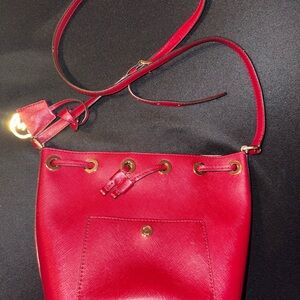 Michael Kors Red Leather Crossbody Bag with Gold Hardware